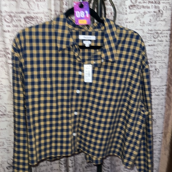 NWT Madewell The Signature Poplin Crop Plaid Shirt in Indigo Plaid Medium - Picture 7 of 7